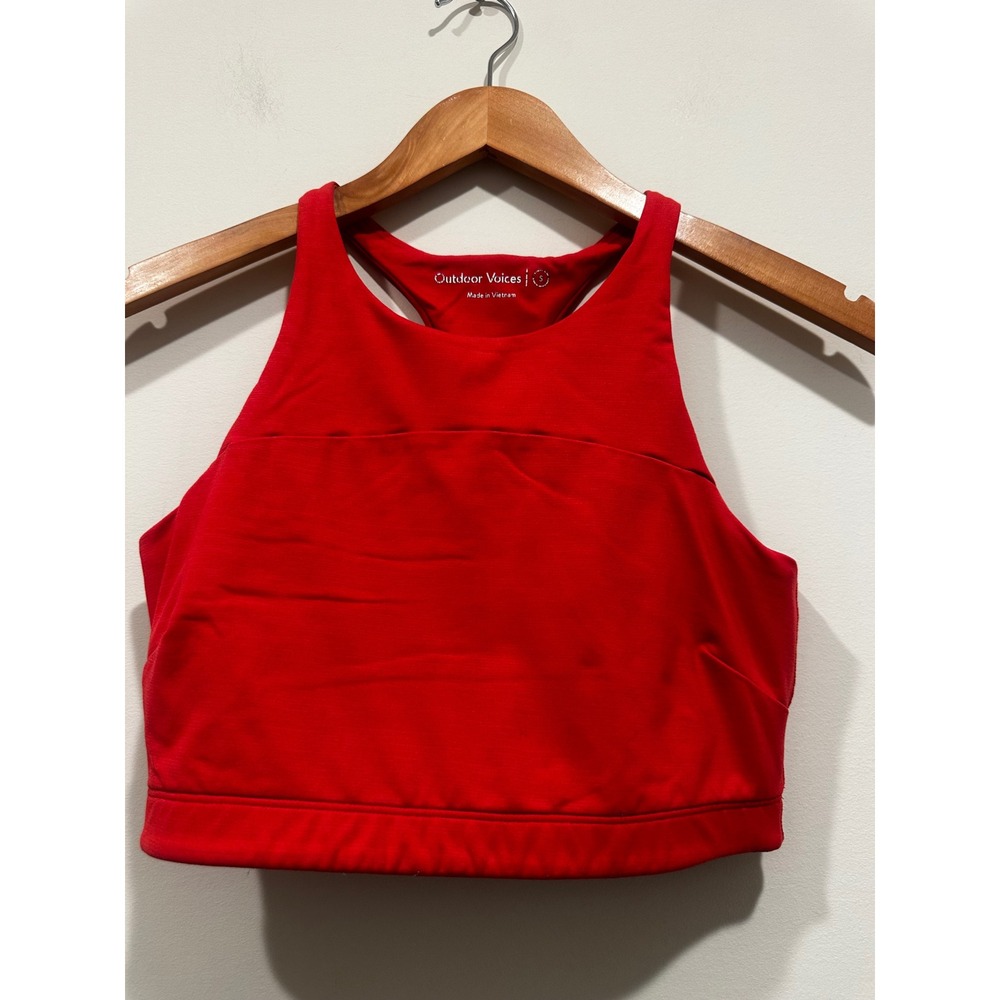 Outdoor Voices Womens High Neck Racerback Sports Bra Red Small
